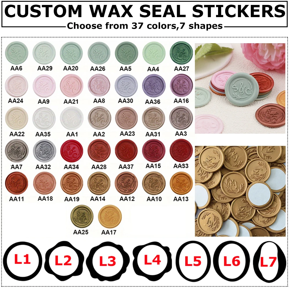 

2.5cm Custom Your Own Logo Wax Seal Stickers Personalized Design Self-Adhesive Stickers for Diy Wedding Envelope 10-100Pcs