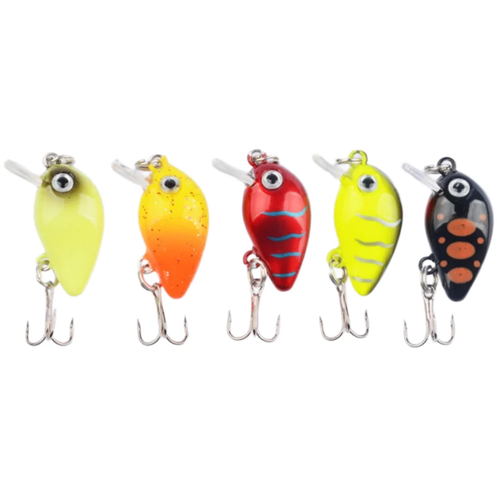 

5pcs Set For Mini Crankbait Lures 2g 3cm Slow Sinking Fishing Bait for Trout Bass with 12# Hooks and Noise Beads