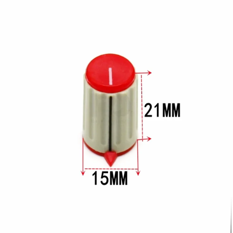 5pcs Triangle indicator knob Potentiometer knob Panel operation switch cap Diameter 15mm Height 21mm Copper core round hole 4MM