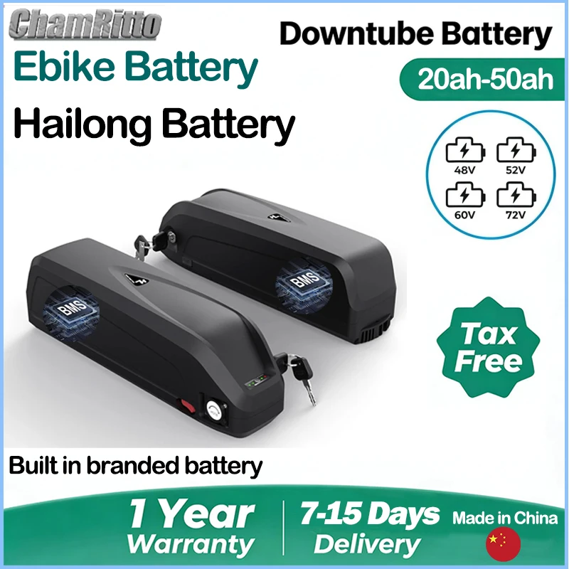 

36v 48v 52v Hailong 60v 72v ebike battery 20ah 30 40ah 50ah batterie velo electrique bafang 750w 2000w 13s5p 48v lithium battery
