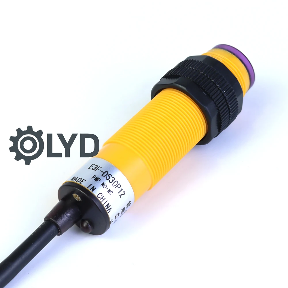 E3F-DS30P12 18mm Infrared Photoelectric Sensor PNP NO+NC DC6-36V Proximity Switch Adjustable Detection Range 10-30cm