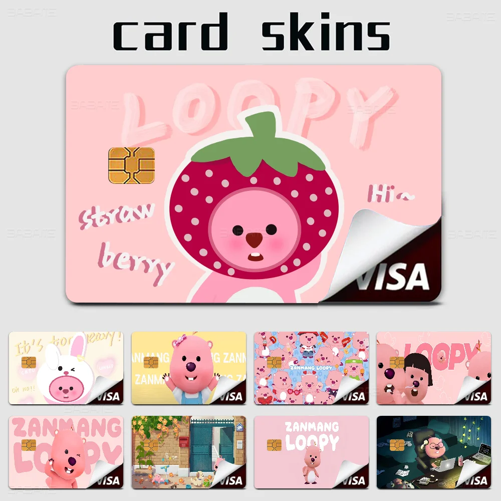 L-Loopy Anime Matte Front Skin Film Sticker Cover For Small Chip Credit Card Debit Card