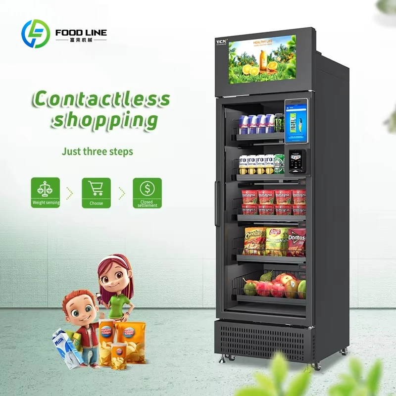 Smart Vending Hot Sale Smart Fridge Market Retail Fruits Fresh Products Vegetable Drinks Smart Fridge Vending Machine