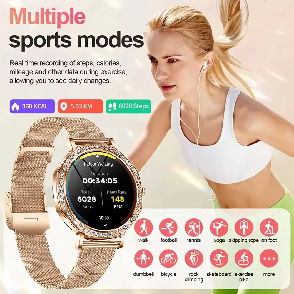 Smartwatch z funkcją połączeń Bluetooth, zegarek z własnymi tarczami dla kobiet i mężczyzn, sportowy tracker fitness, smartwatch z pomiarem tętna dla Androida i iOS.