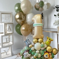 1Set Animal Balloon Tower 10inch Vintage Balloons Transparent Balloon Boxes for Kids Jungle Safari Birthday Decoration Supplies