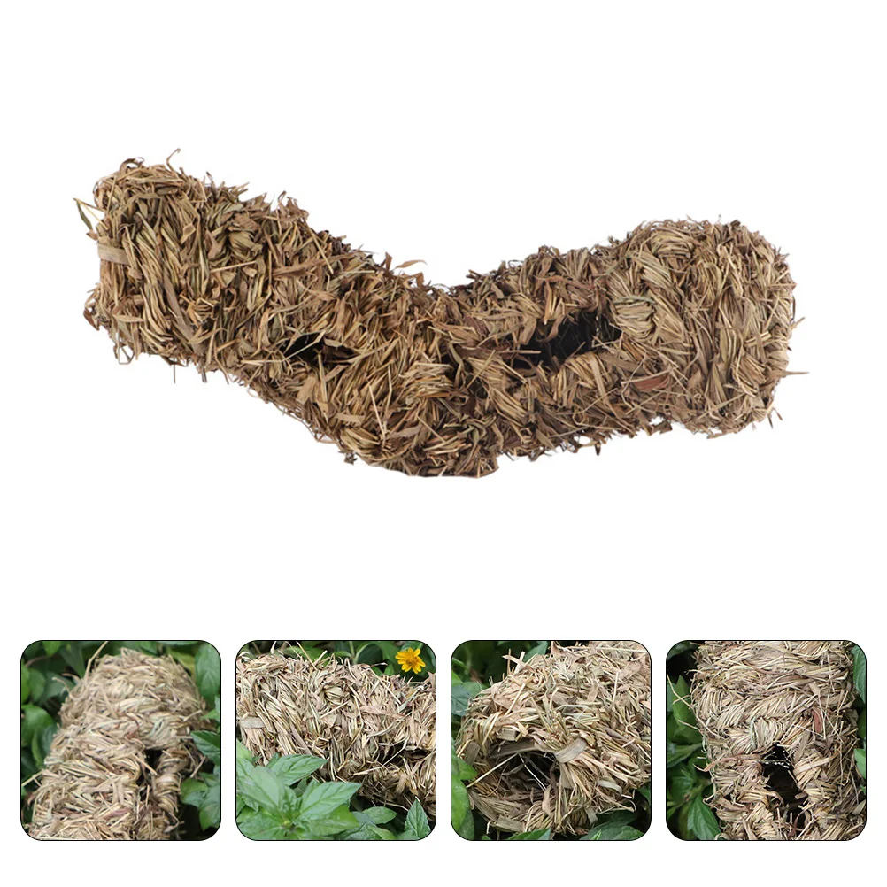 

1pc Pet Hamster Straw Hamster Plaything Tunnel Shaped Nest Bite Resistant Light Yellow Pet Tunnel Decorative Nest For Small Pets