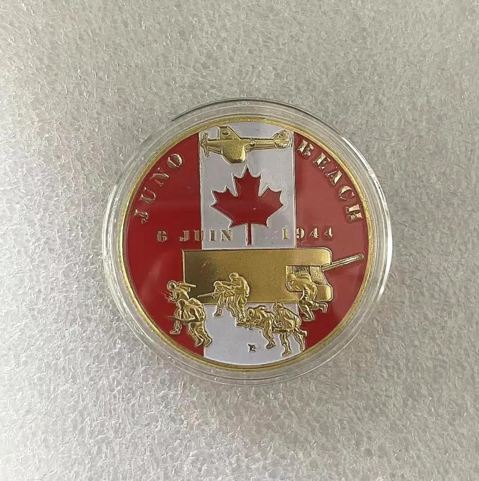 Canadian souvenir for collection Canada infantry division WW2 D-Day Juno Beach gold plated coin Canada commemorative coins.cx