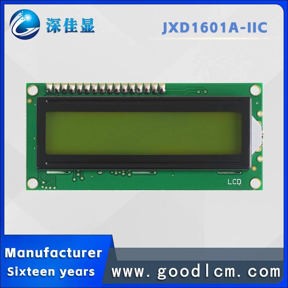 Value for money IIC/I2C Russian language 16*1 character display screen JXD1601A-IIC STN Yellow Positive LCM Display module