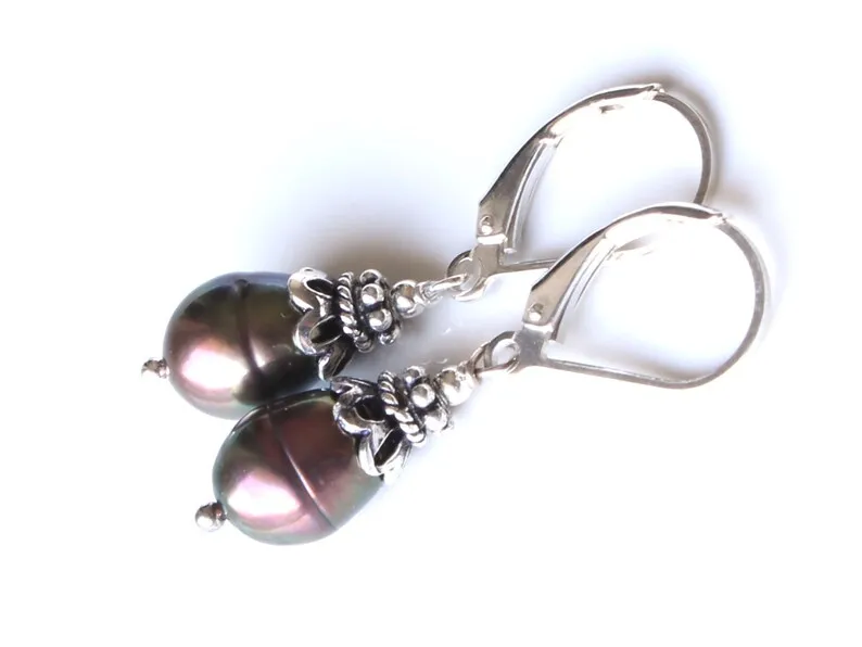 Peacock Pearls Sterling Silver Earrings classic dainty dangle drops boho chic everyday June birthstone birthday gift for her mom image 5