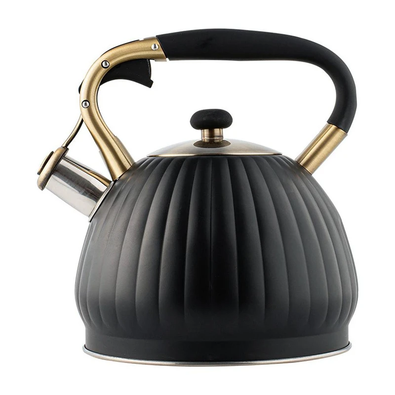 3.5L Whistling Kettle Stainless Steel Whistle Tea Kettle For Gas Stove Induction Cooker Pumpkin Shape Tea Pot