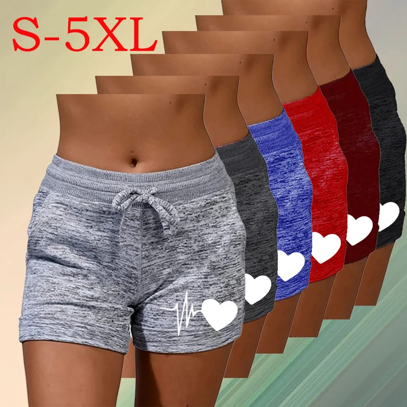 

Summer Casual Shorts for Women Beach Quick-drying Aesthetic Yoga Pants Sports High Waist Drawstring Print Female Streetwear New