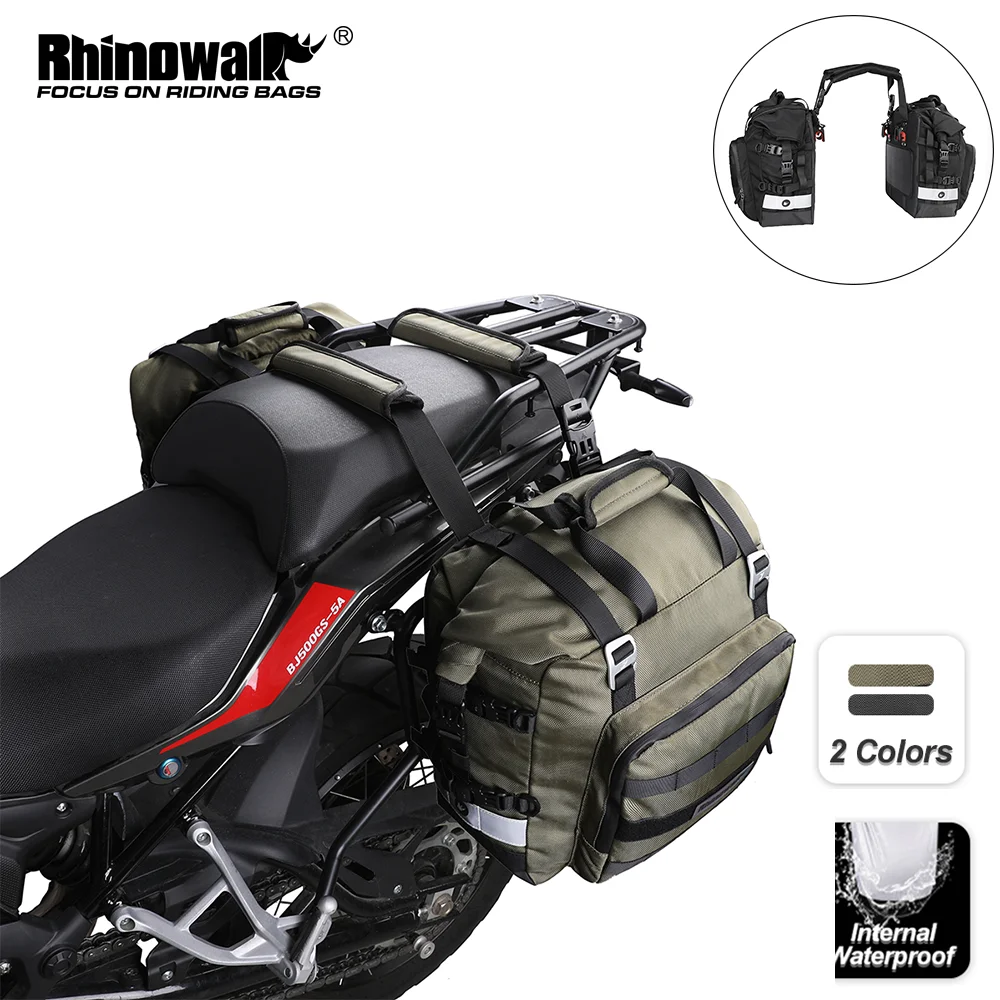 Rhinowalk Motorcycle Side Bag 2Pcs 20L Quick Release Motocross Saddlebag Back Rack Bag With Waterproof Inner Bag Travel Luggage