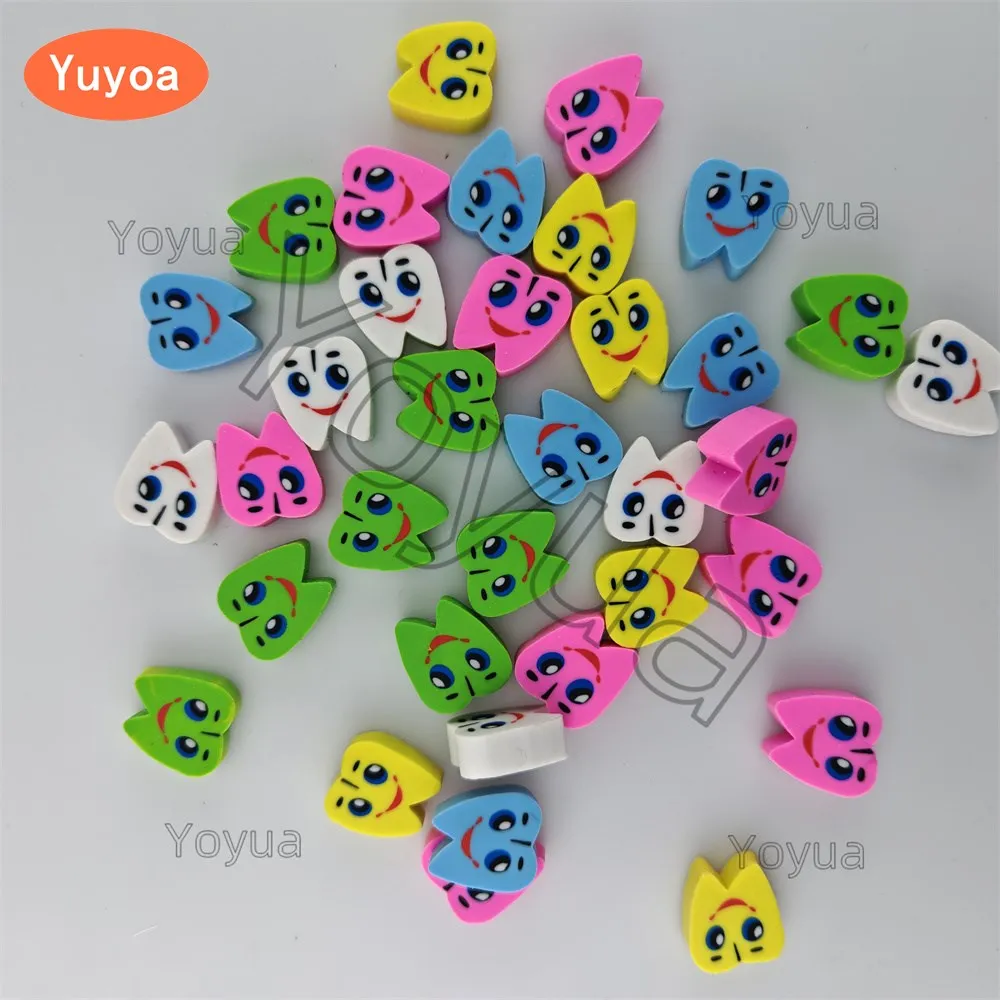 300pcs Dental Creative Molar Shaped Cute Cartoon Tooth Pattern Teeth Shape Erasers Dentist Gift For Kids Children Clinic Supplie