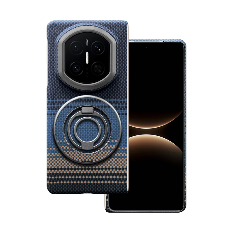

Genuine 1500d Kevlar Aramid Fiber Phone Case For Huawei Mate X7 Del-al10 Del-lx9 Rotating Bracket Magnetic Shockproof Back Cover