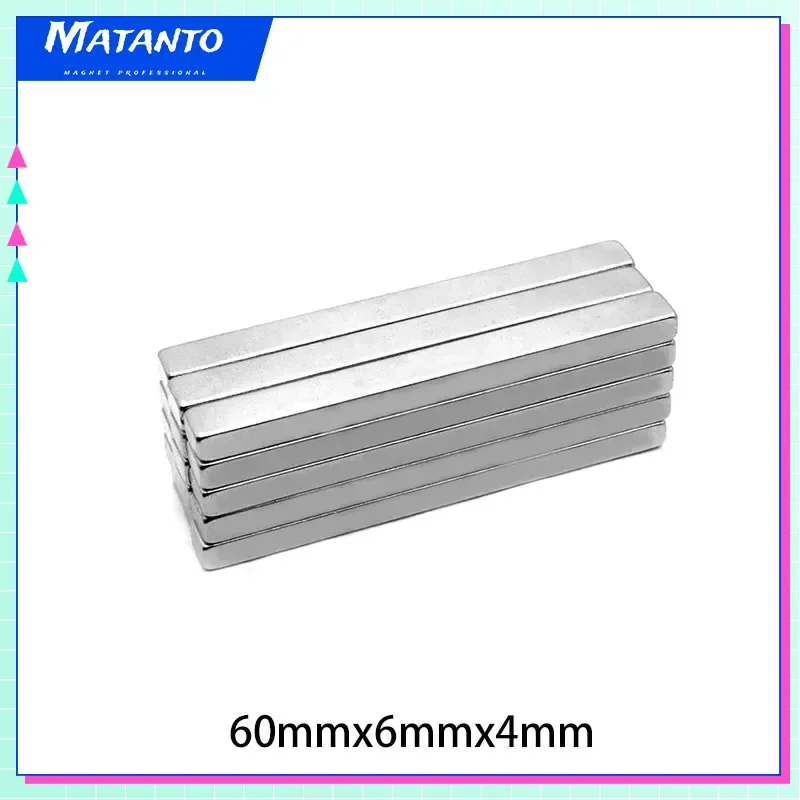 2/5/10/20PCS 60x6x4mm Neodymium Block Rectangular Magnets Super Strong N35 Permanent Square Magnet Cube Imanes Magnetic Sheet