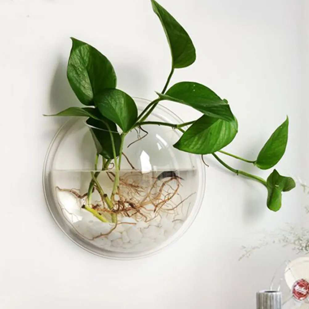 

Wall Mounted Bowl Acrylic Hanging Aquarium Fish Tank For Small Fish Wall Planter Decor Home Wedding Party