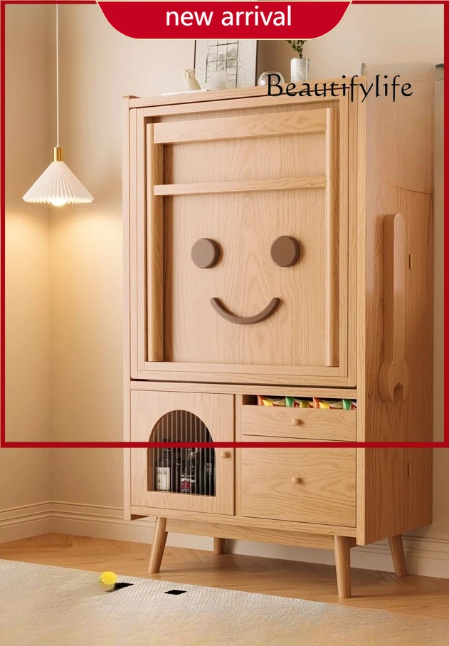 Wi Retractable dining table Solid wood robot locker Household small apartment dining side cabinet Integrated foldable dining tab