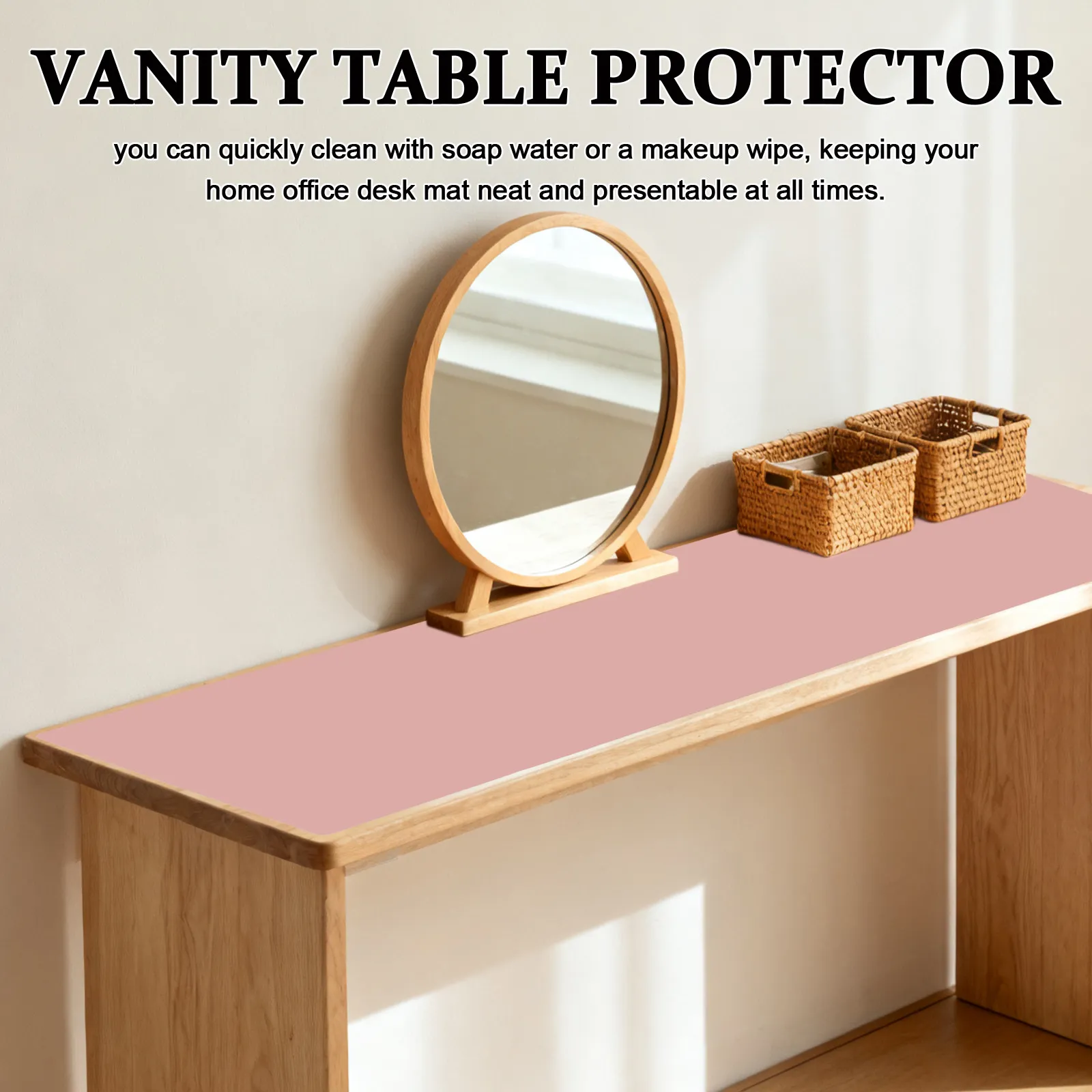 

Vanity Table Protector Waterproof PU Makeup Mat Non-Slip Desk Pad 48x16 Dresser Vanity Accessories Craft Nail Art