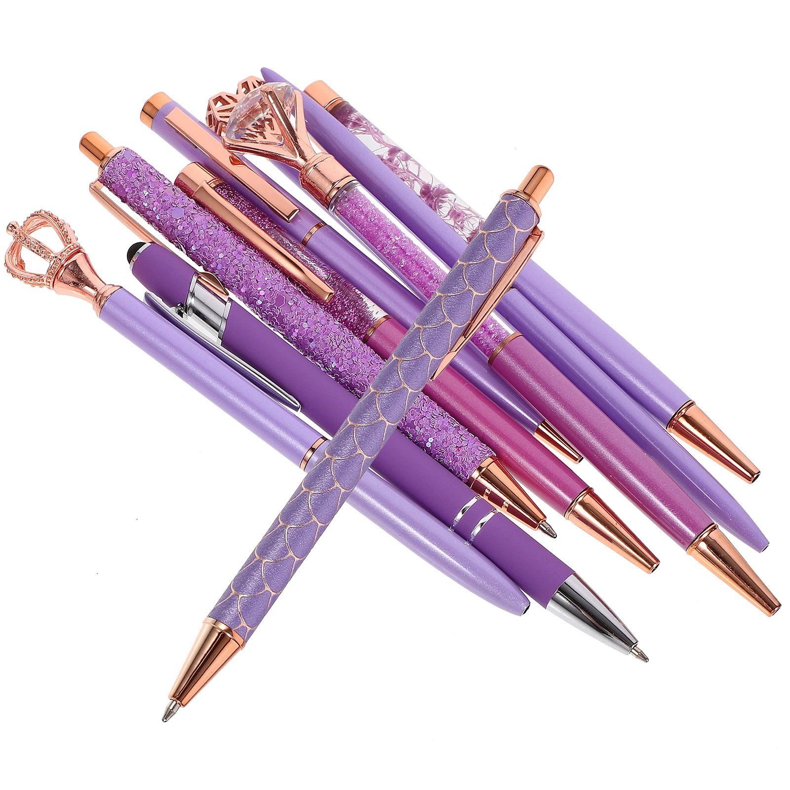 10 قطع من أقلام حبر جاف من حجر الراين الأرجواني المعدنية الناعمة للكتابة ومستلزمات المكتب وقلم الطالب وقبضة مريحة فكرة هدية