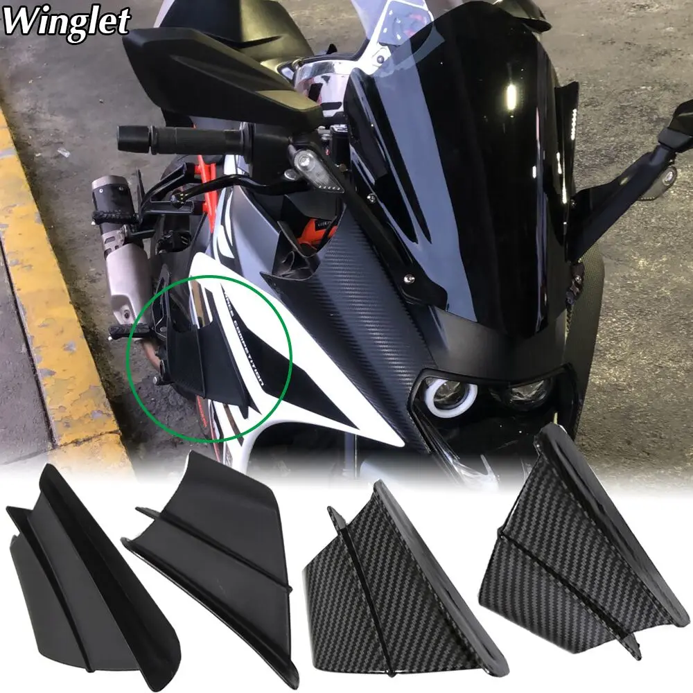 Motorcycle Winglet Aerodynamic Wing Kit Spoiler Fairing For KTM RC 390 200 125 RC125 RC200 RC390 2014-2019 2020 2021 2022 Carbon