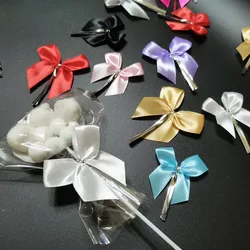 20/50PCS 6cm Satin Ribbon Bows For Crafts Gift Knot Packaging Party Wedding DIY Decoration Bows Bakery Packing Sealing Wire Bows