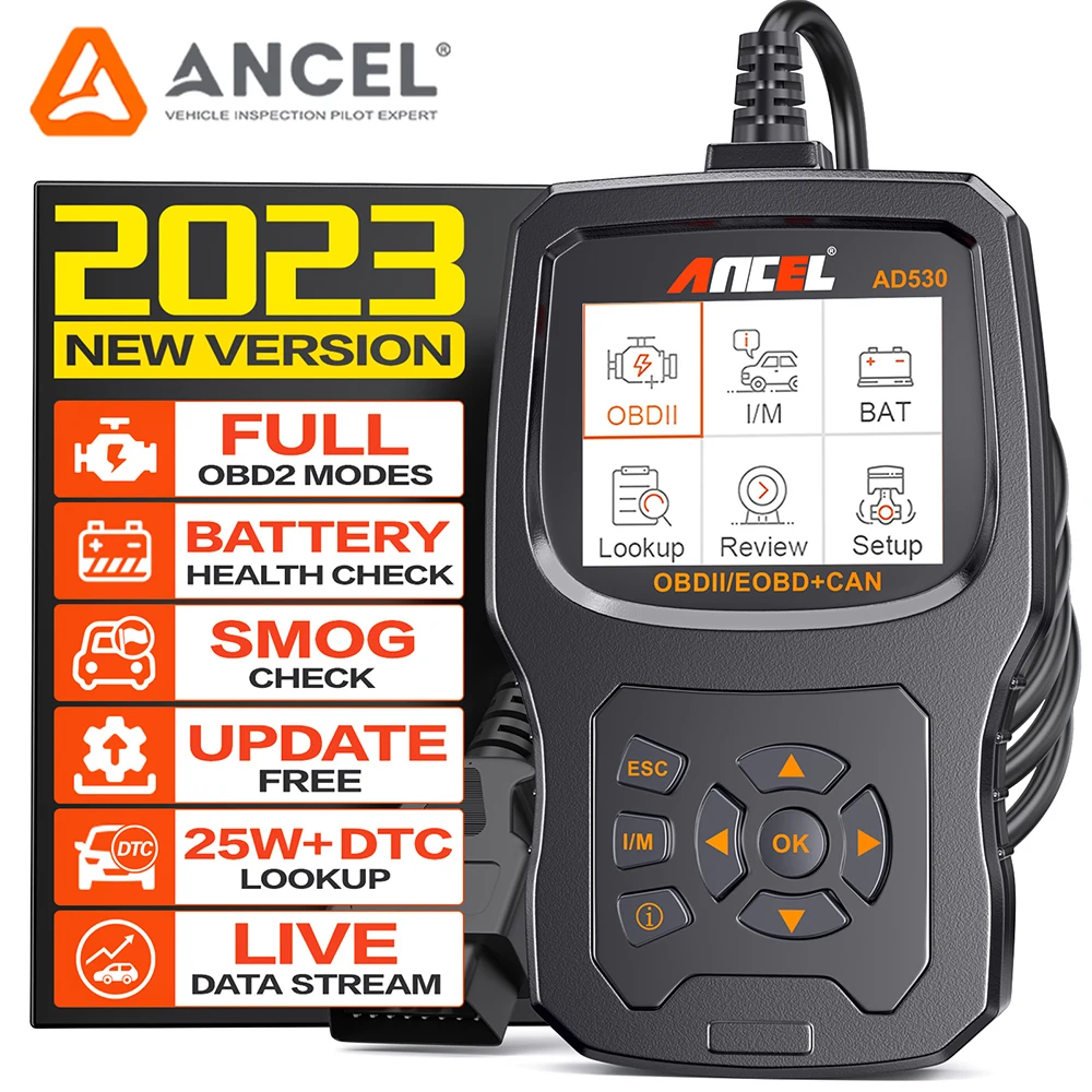 2023 ANCEL AD530 Automotive OBD2 Scanner Professional Code Reader Battery Tester Check Engine OBD 2 Car Diagnostic Scan Tool