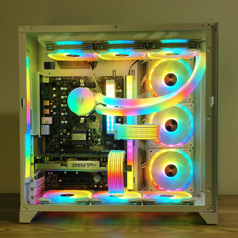 COOLMOON AOSOR Lamp Tape PC Backlight Flexible Mounting Light 5V ARGB Aura Sync Flexible Light Bar Bendable for 8P Graphics Card