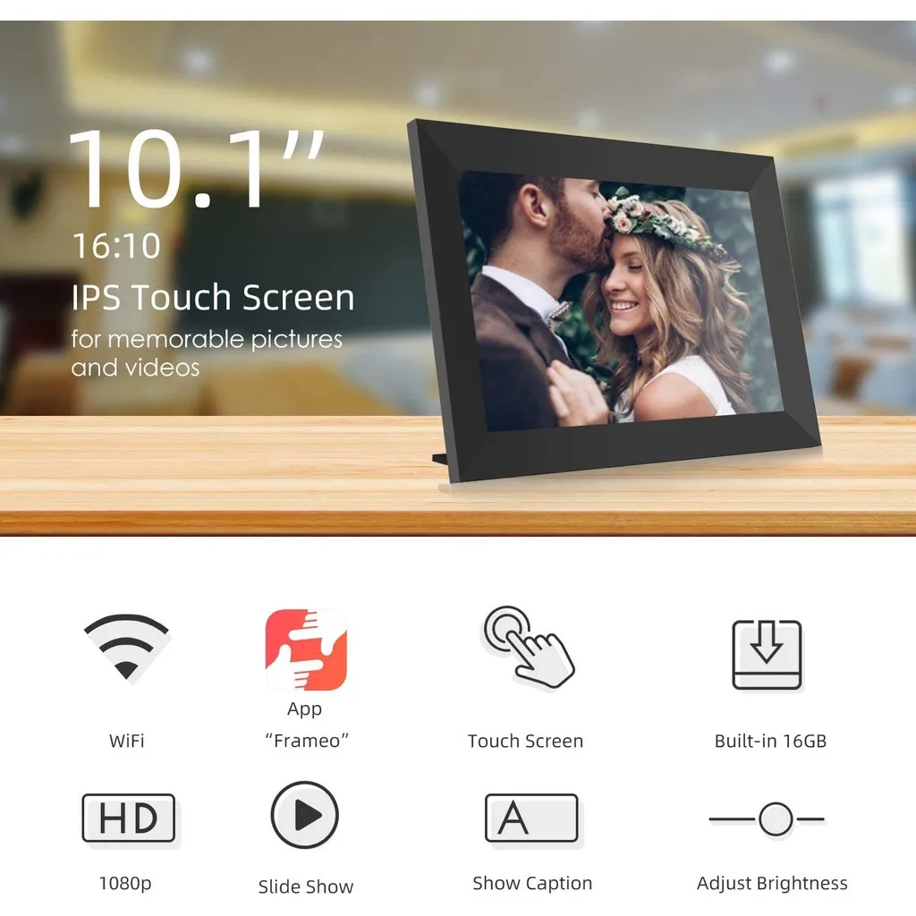 Frameo Digital Intelligent Cloud Photo Frame 10.1-inch Touch Screen WiFi Remote APP e-Album