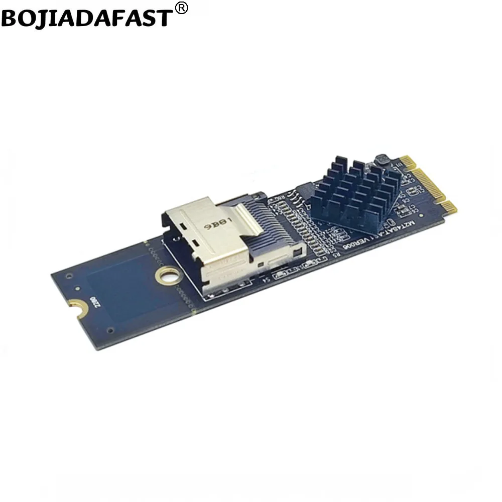 Mini SAS SFF-8087 Connector to NGFF M.2 Key B+M Key-M NVME Interface Adapter Controller Card + 4 * SATA 3.0 Hard Disk Cable 0.7M