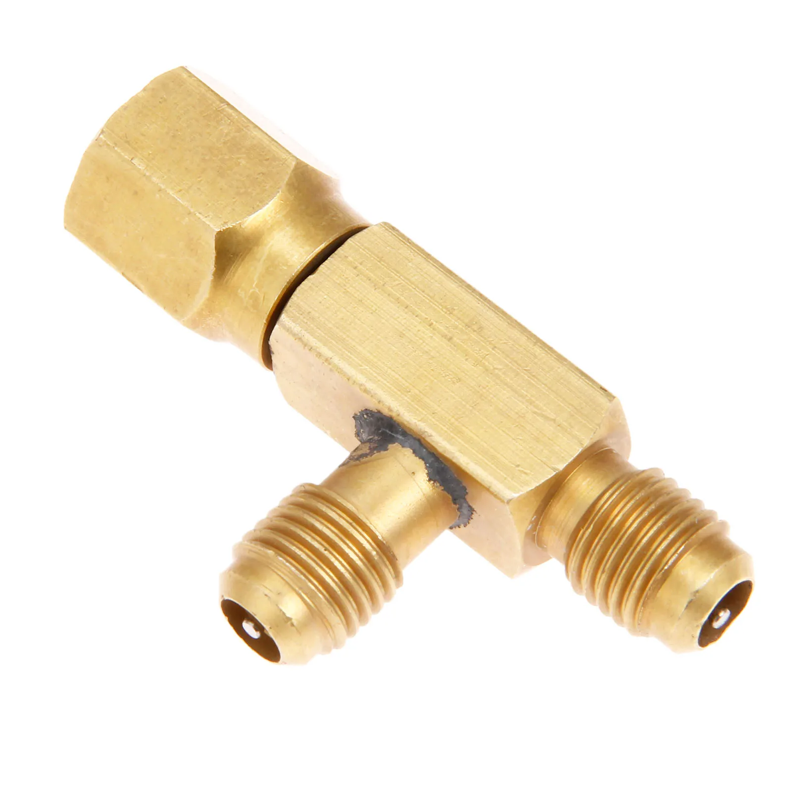 Adapter trójnik klimatyzacji Yetaha 1/4 "męski flare X 1/4" męski flare X 1/4 "żeński SAE flare ze złączem c/w zawory rdzeń — zdjęcie 5