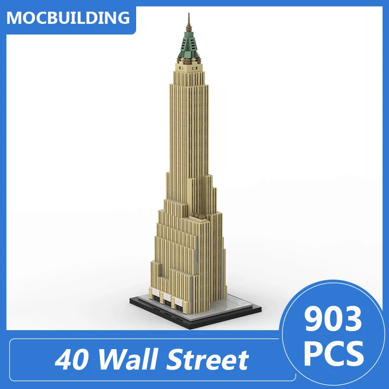 40 Wall Street 1:800 Scale Skyscraper Bank of Manhattan Trust Building Moc Blocks Diy Assemble Bricks Architecture Toys 903PCS