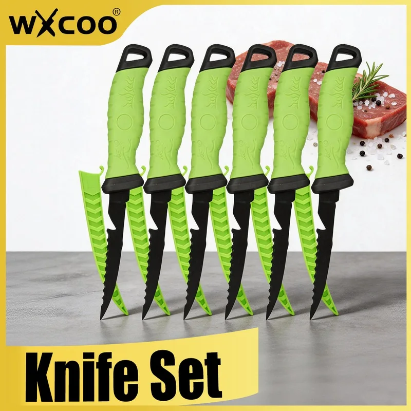 WXCOO 1-6PCS Fillet Boning Knife for Fish Kitchen Butcher Cleaver Slicing Vegetable Fruit Stainless Steel Chef Knife