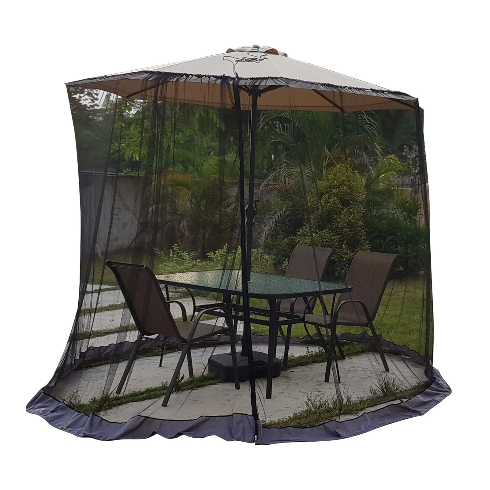 Parasol Netting Patio Umbrella Netting 230CM Height Polyester Mesh Parasol Protective Screen Fit 250-300CM Umbrellas