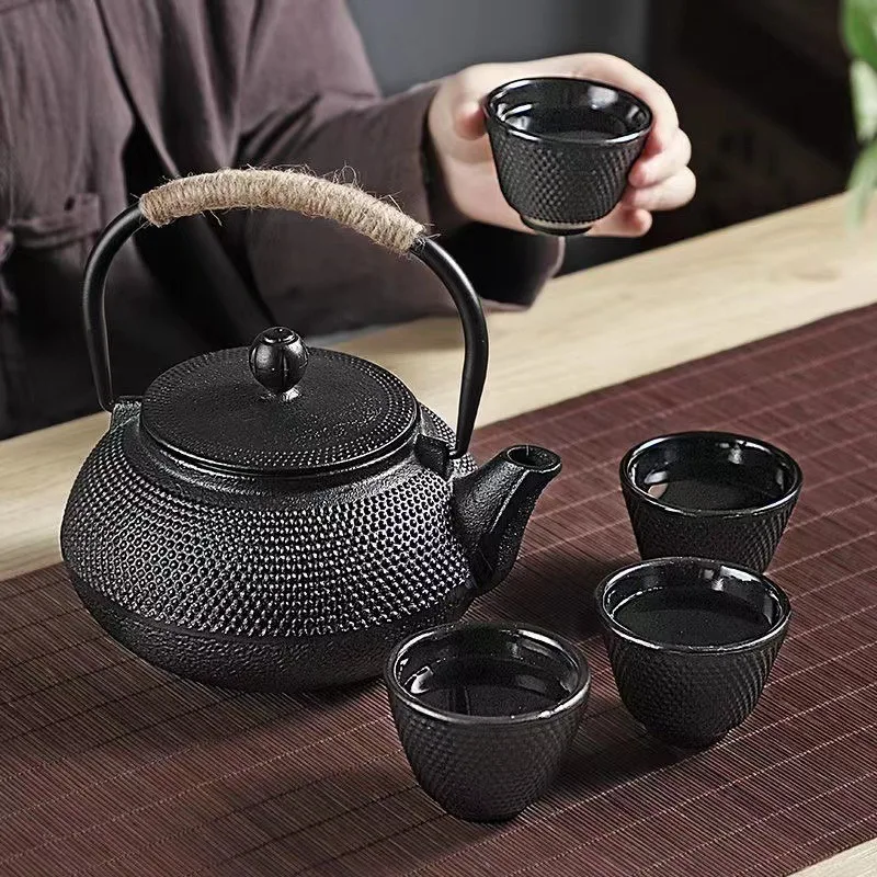 Japanese Cast Iron Teapot Set for Stove Boiling Tea Filter Design Enamel Kettle for Charcoal & Electric Cooker