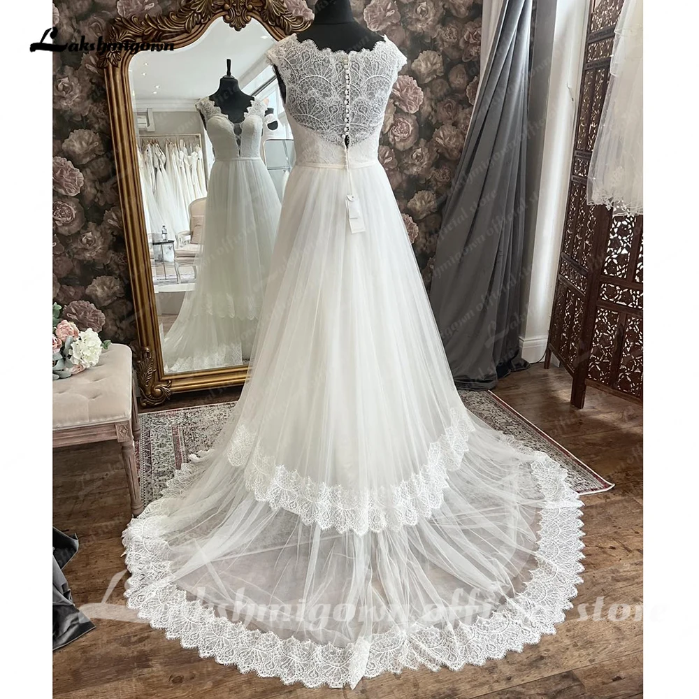 Lakshmigown Lace Boho Plus Size Women Off Shoulder Wedding Dress with V Neck 2024 Summer Backless Bridal Gown abito da sposa