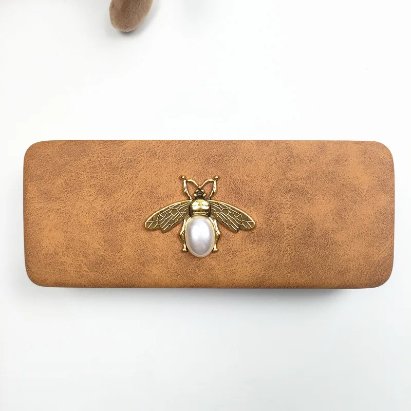 Custodia per occhiali portatile in pelle retrò in acciaio Custodia rigida impermeabile per occhiali da lettura Custodie per occhiali per uomo donna