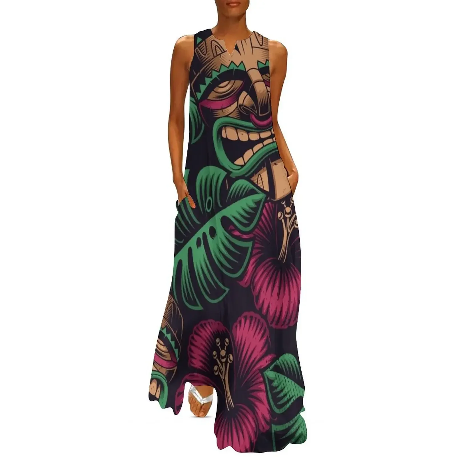 

Beautiful Tiki mask abstract pattern Long Dress bandage dress luxury dresses clothing women summer 2025 dresses summer Dress