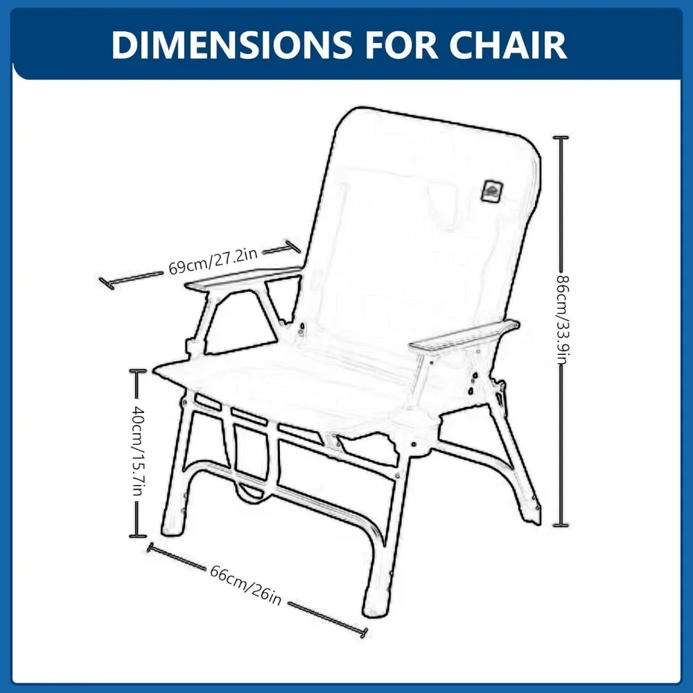팔걸이가 있는 접이식 야외 해변 의자, 캠핑, 낚시, 잔디밭, 하이킹 및 해변 활동을 위한 내구성 있는 강철 프레임