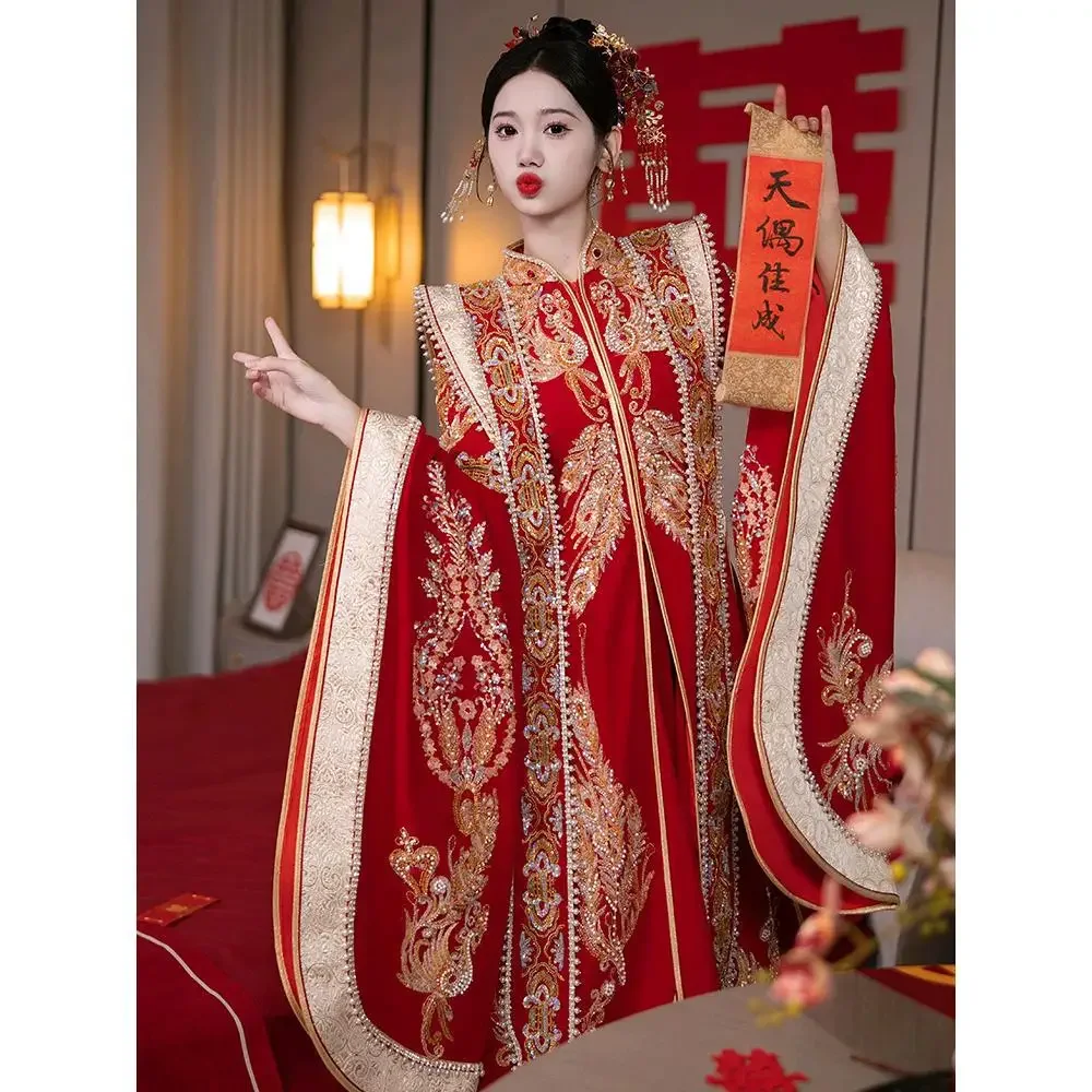 Hanfu wedding clothes phoenix crown Xiacheng Xiuhe wedding clothes new Chinese wedding clothes heavy industry luxury