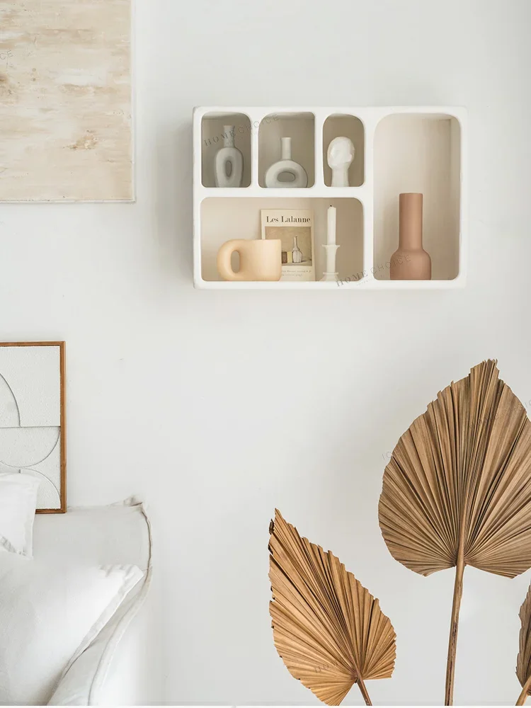 Armoire de Rangement Rectangulaire, Géométrique, Nordique, Blanc, Simple, Salon