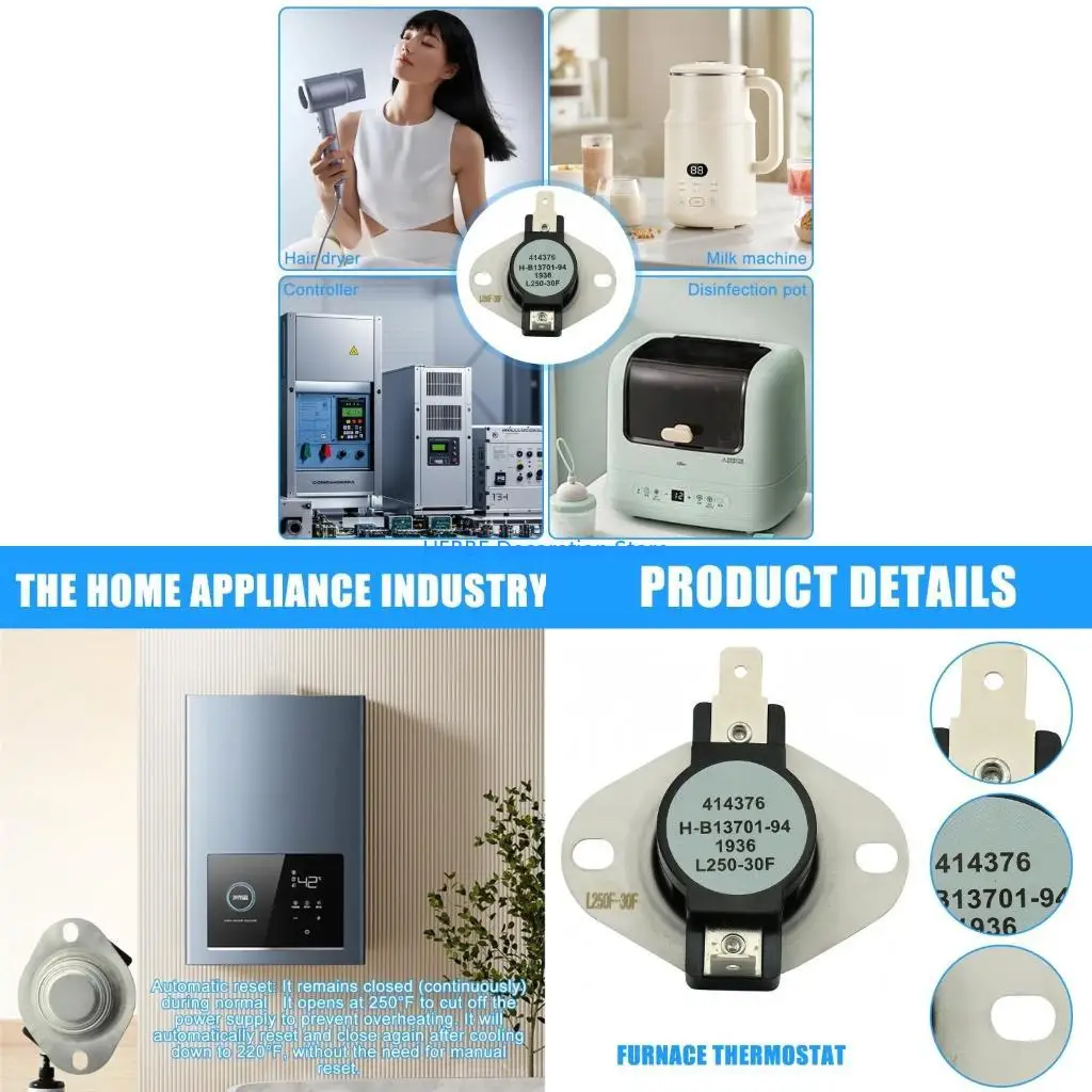 B0KC Auto Reset Limit Switches Thermostat Thermostat Limit Switches for Furnace Parts Quick Installation Process