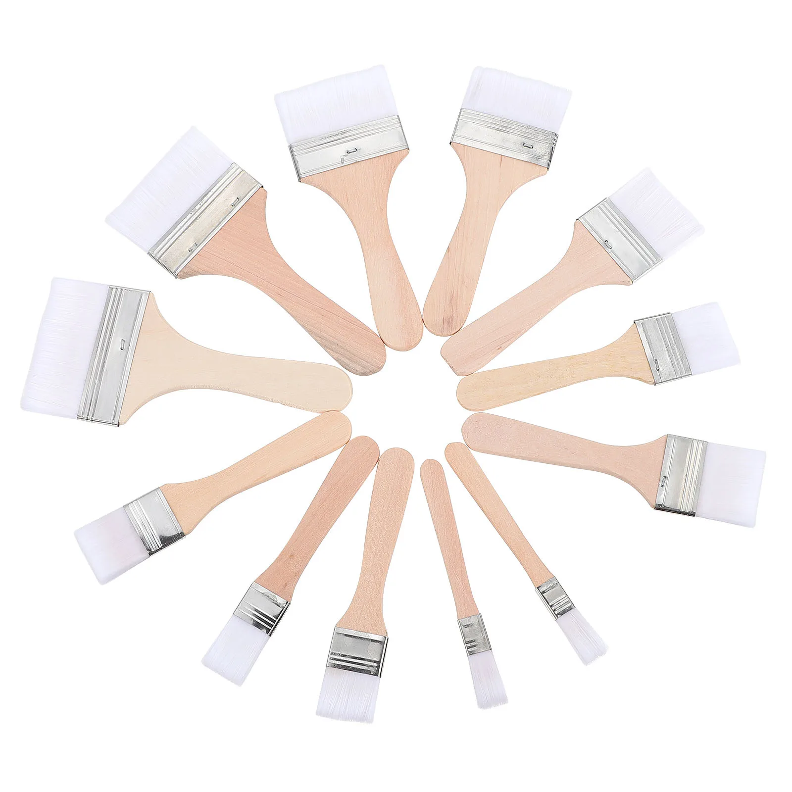 

12Pcs Art Paint Brush Set for Children Oil Painting Flat Style Wooden Handle Soft Nylon Bristles Washable Reusable Kit