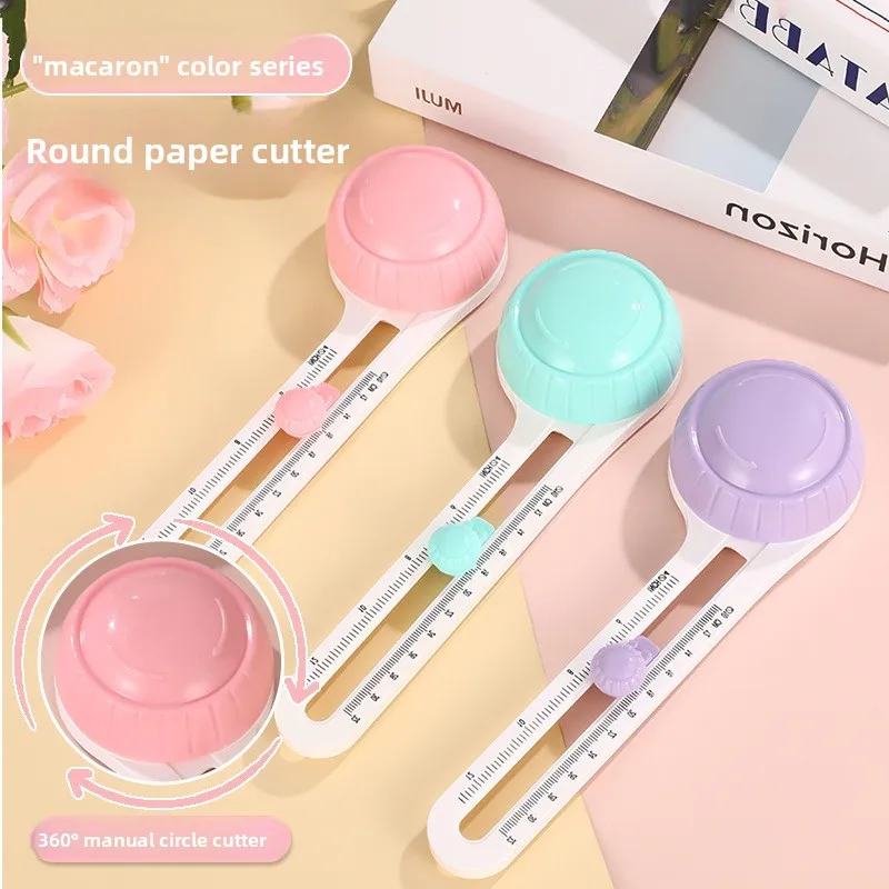 Cortador de Papel Redondo Ajustável em Cores Macaron Fromthenon, Ferramenta de Corte com Escala Dupla para Artesanato DIY e Scrapbook