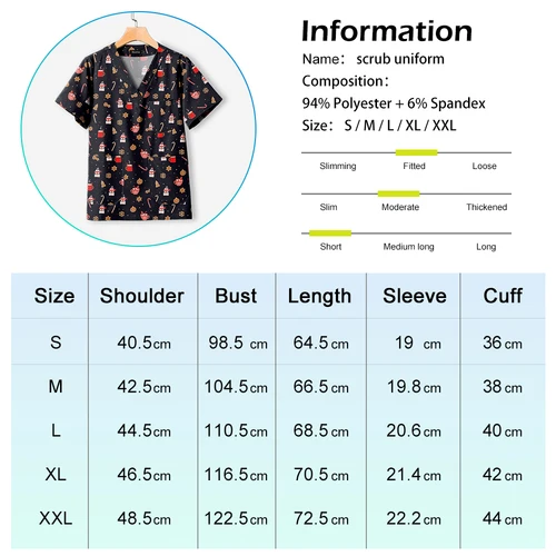 Imagen 2 del producto Uniforme de Navidad estampado para hombres y mujeres, camisa de manga corta, bata quirúrgica de enfermería, ropa de trabajo de médico y enfermera, exfoliante Dental, venta al por mayor