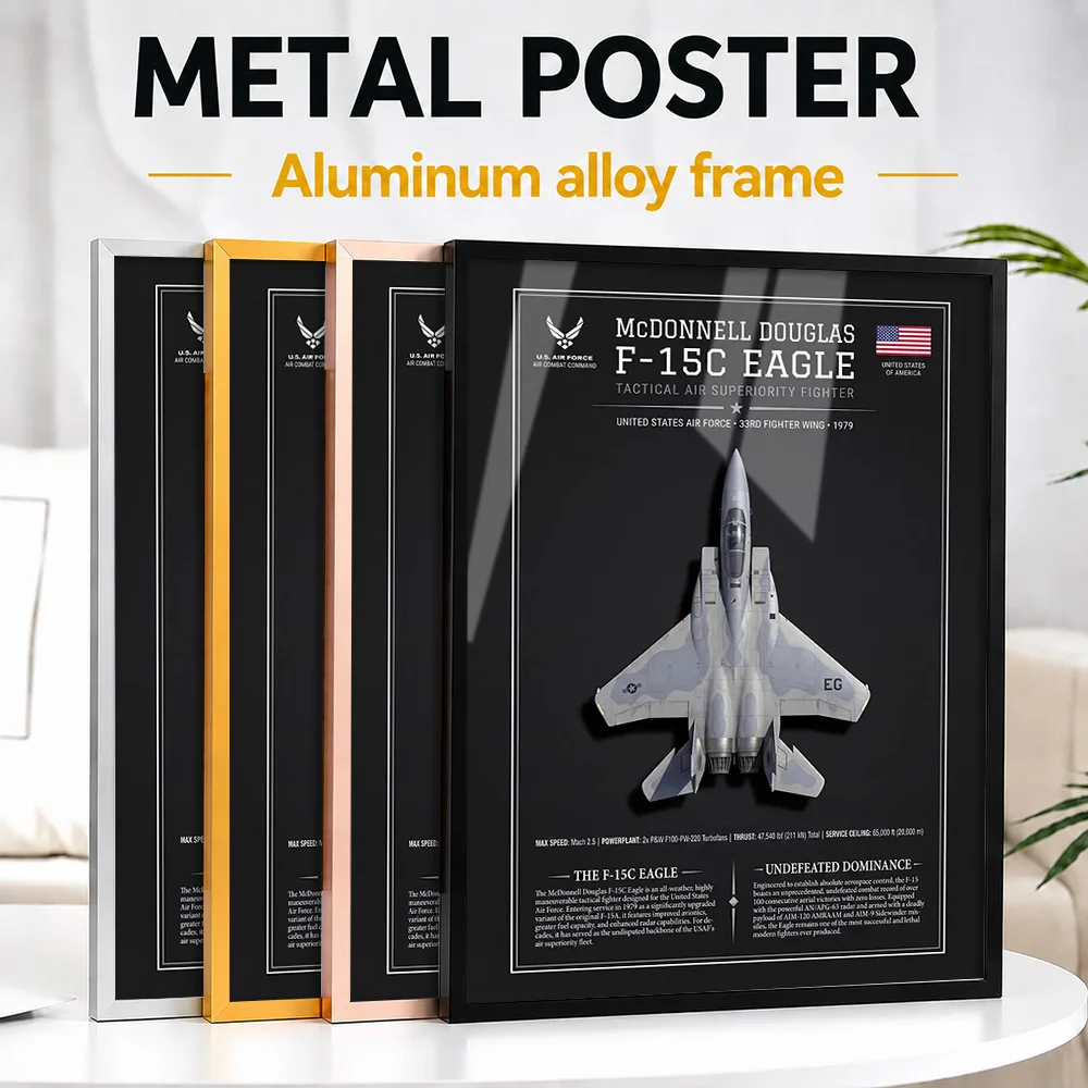 Mcdonnell Douglas F-15C Eagle Metal Poster With Aluminum Alloy Frame Personalized Flight Tribute Wall Art For Office Pilot Gift