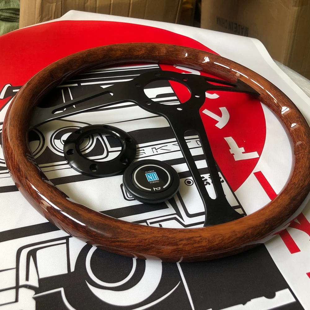 Classic 380MM ABS Wood Nardi Steering Wheel Car Rally Racing JDM Nardi Steering Wheel Volantes For VW HONDA TOYOTA BMW Nissan