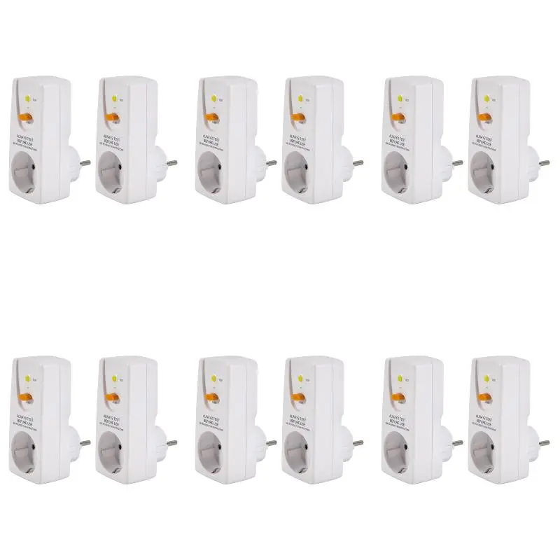 6Pack X(2pack 16A Gfci Leakage Protection Plug Rcd Socket Home Circuit Breaker Cutout Switch EU Plug