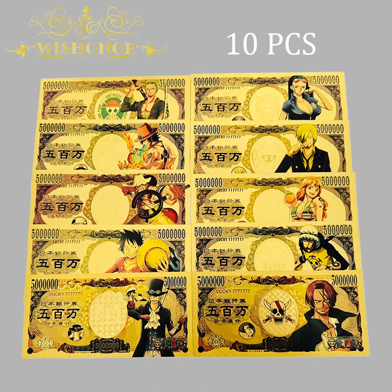 Miniso 42 أنواع حار بيع جديد قطعة واحدة الأوراق النقدية أنيمي الذهب الأوراق النقدية في 24 كيلو مطلية بالذهب للتجميع