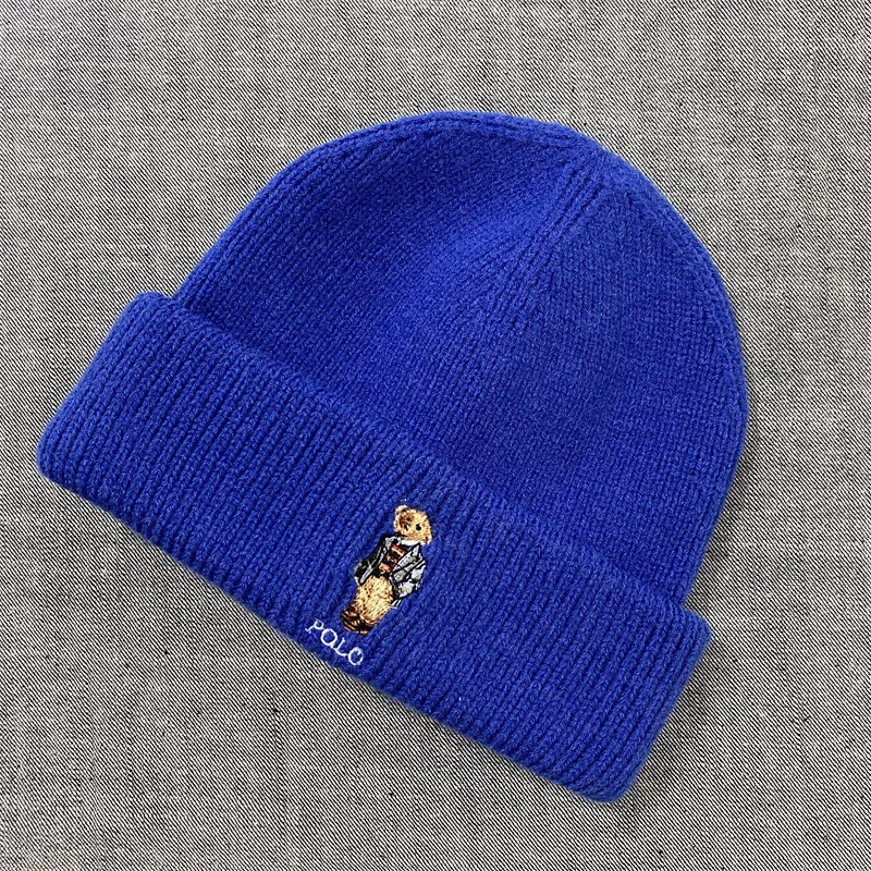 

Unisex Fashionable Embroidered Bear Beanie Hat Solid Color Knitted Cap Casual Style Trendy New Arrival
