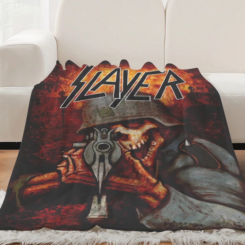 Flannel Blanket H-Slayer Heavy Metal Bands Warm Winter Blankets Fluffy Soft Blankets Microfiber Bedding Knee Fleece Nap Blanket